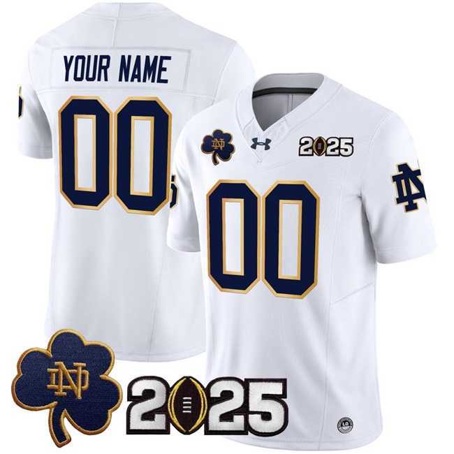 Mens Notre Dame Fighting Irish ACTIVE PLAYER Custom White F.U.S.E. 2025 CFP Final Patch Limited Stitched Football Jersey